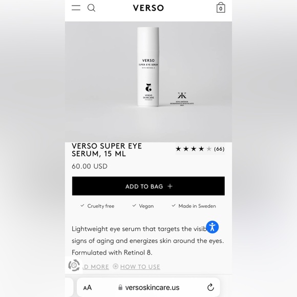 VERSO SUPER EYE SERUM with RETINOL 8 0.5 OZ (BRAND NEW IN BOX, NEVER USED) - Picture 2 of 5